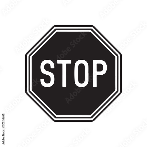 Red road traffic stop sign isolated on white, a warning symbol of danger and caution