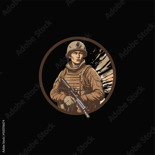 print-ready soldier design for t-shirts, or can also be used for logos