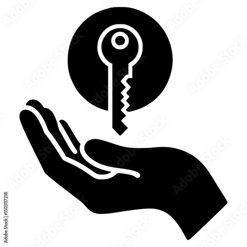 An Open hand holding a Key, symbolising security and access