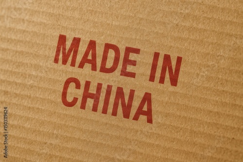 Cardboard box marked with made in china label showcasing the journey of a product from production to consumer