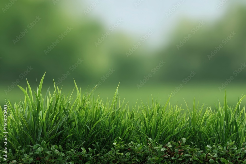 Obraz premium Lush Green Grass Border: A Serene Nature Image