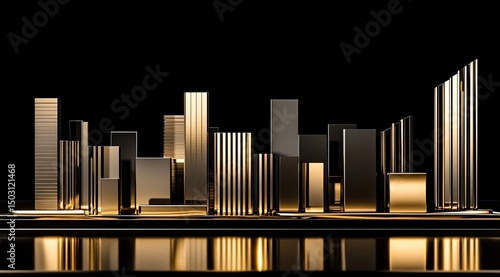 Abstract city skyline, gold and black