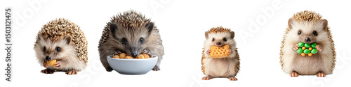 Hedgehogs Enjoying Snacks and Treats in Adorable and Playful Portrayal