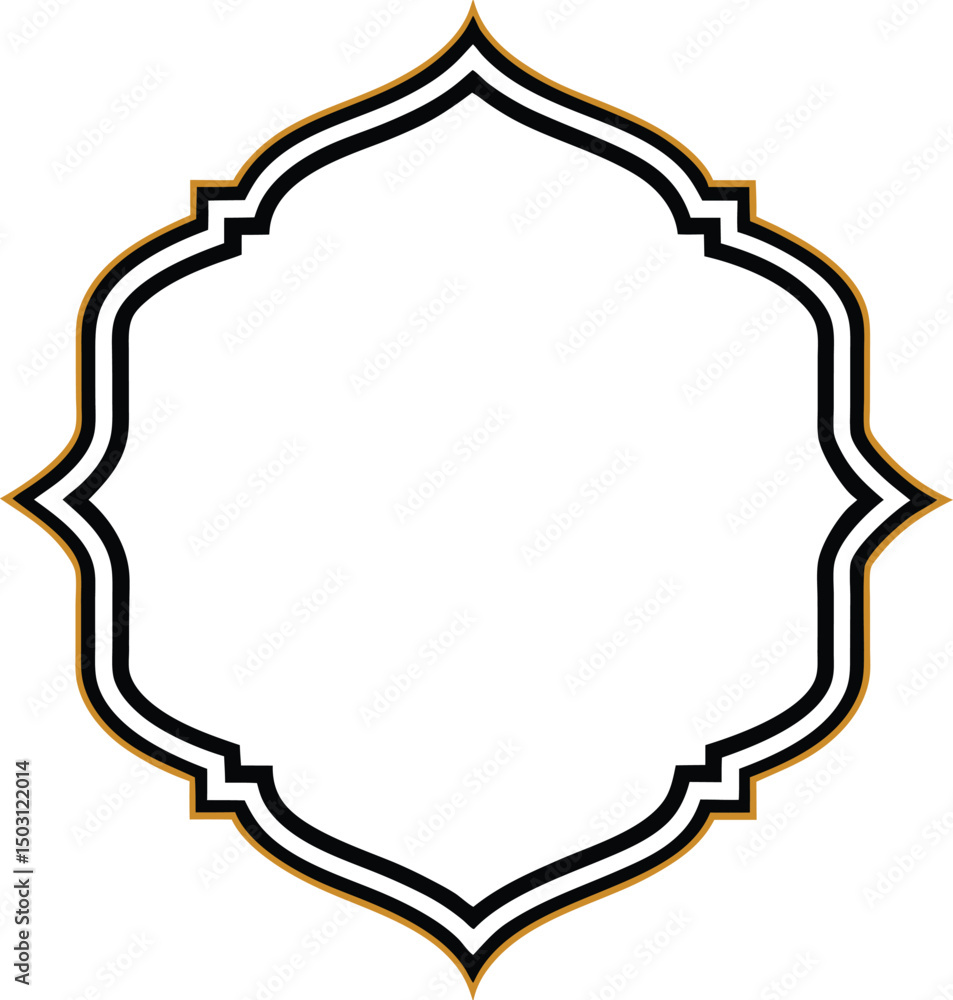 Elegant Geometric Frame with Black and Gold Accents for Luxury Islamic Art and Decor Elegant Geometric Frame with Black and Gold Accents for Luxury Islamic Art and Decor