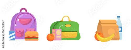 School backpacks set Colorful bags for primary school students