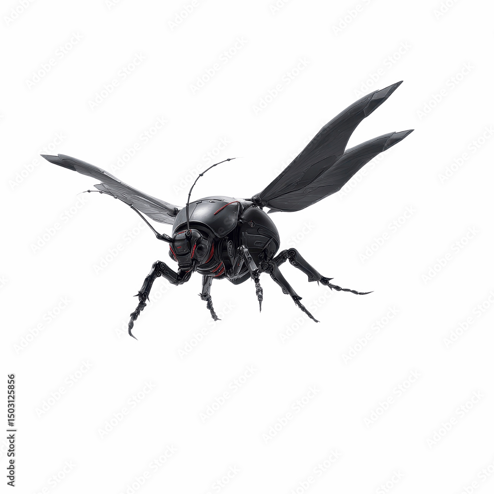 Futuristic Robotic Insect in Flight - 3D Render Futuristic Robotic Insect in Flight - 3D Render