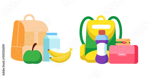 School backpacks set Colorful bags for primary school students