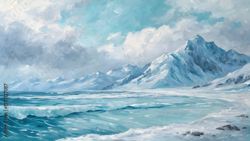 Wallpaper Mural abstract pastel soft cold ice electric sky blue oil paint background Torontodigital.ca