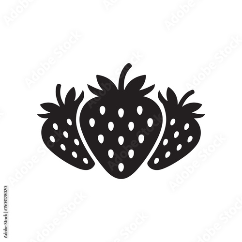 Strawberry Outline Vector Monochrome Fruit Icon Design.
