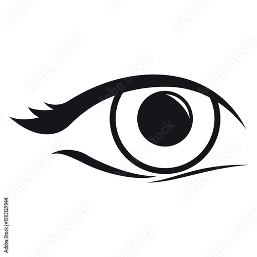 Striking Abstract Human Eye Icon in Bold Black and White Line Art Style