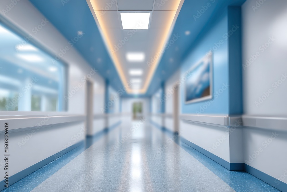 Serene Hospital Corridor: A Clean, Modern Architectural Perspective Serene Hospital Corridor: A Clean, Modern Architectural Perspective