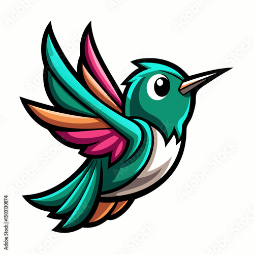 cute colibri mascot logo vector illustration