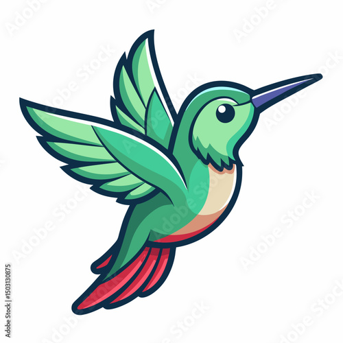 cute colibri mascot logo vector illustration