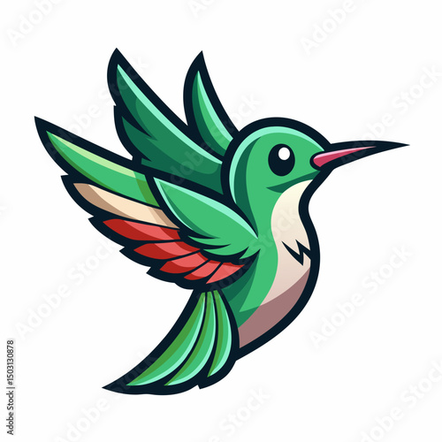 cute colibri mascot logo vector illustration