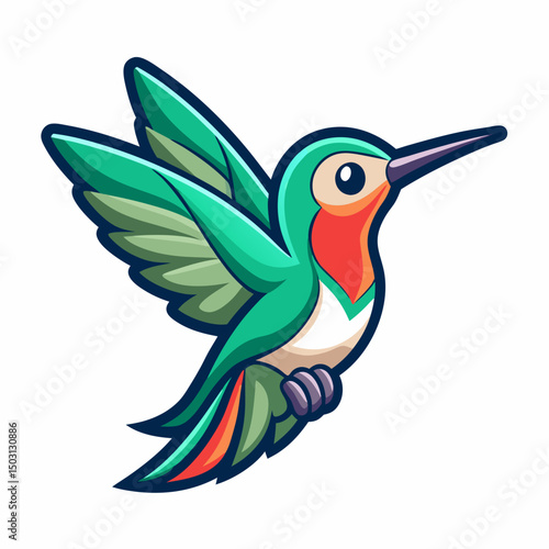 cute colibri mascot logo vector illustration