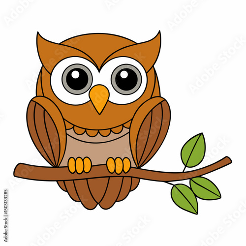 owl sitting on a tree branch vector illustration on white background