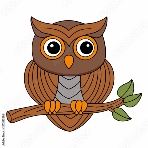 owl sitting on a tree branch vector illustration on white background