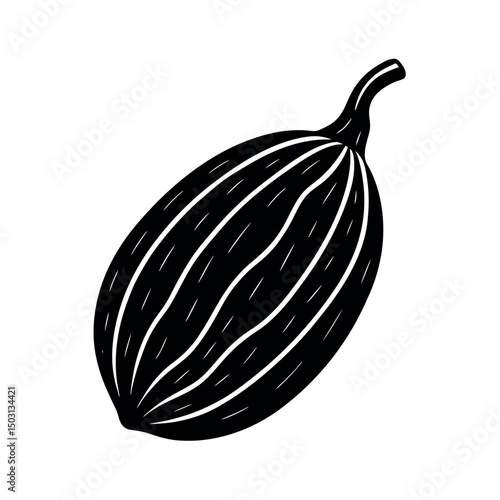 bitter melon black white vector silhouette