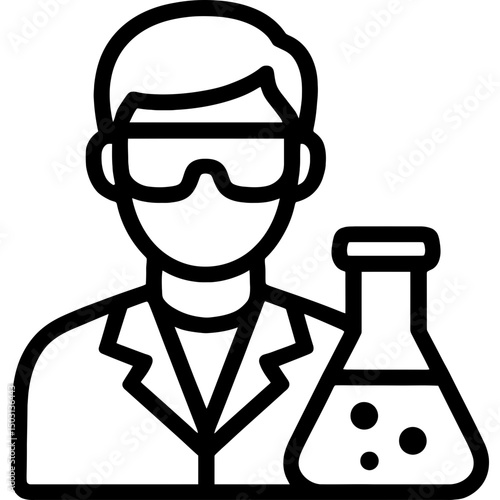 Minimalist Vector Icon of Lab Technician Flask