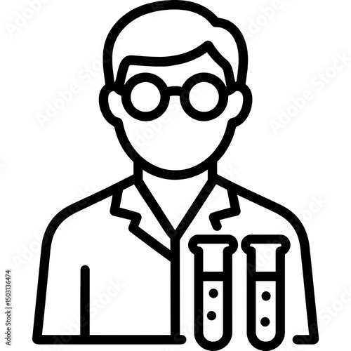 Minimalist scientist icon with test tubes