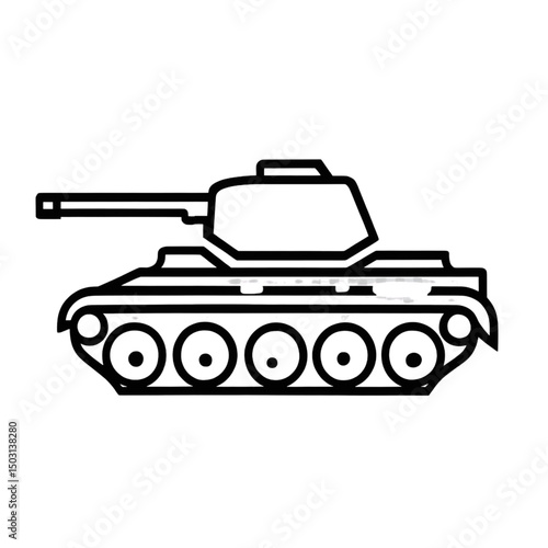 Outline Tank Icon – Military War Vehicle Symbol Line Art