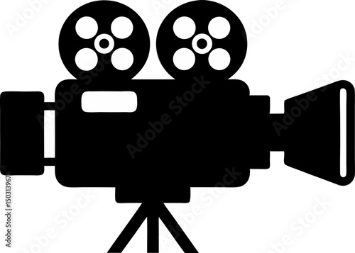 Classic Movie Camera Silhouette Vector Illustration
