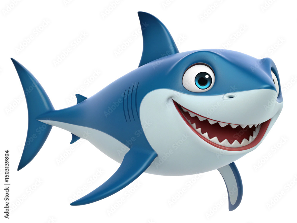 Happy Cartoon Shark 3D Render Blue Smiling Ocean Animal Marine Life Underwater Friendly Cute Happy Cartoon Shark 3D Render Blue Smiling Ocean Animal Marine Life Underwater Friendly Cute