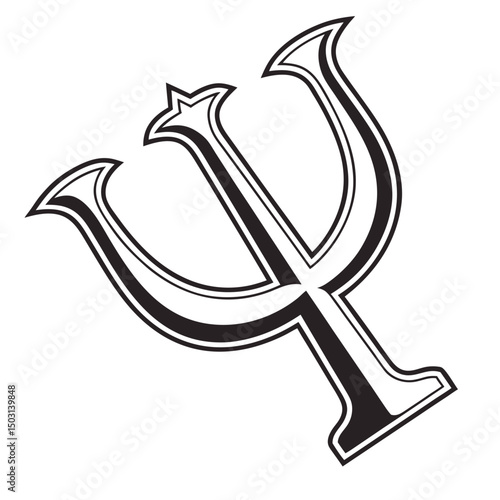 Psi symbol vector icon on white background. Adobe Illustrator Artwork
