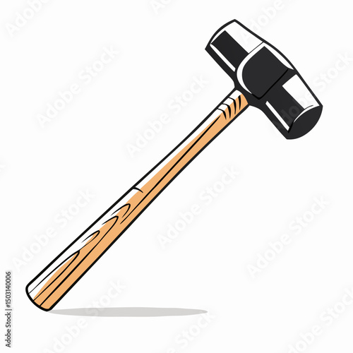 Sledgehammer illustration, wooden handle, black head