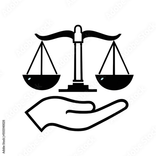 Justice Balance Icon on Hand – Legal, Law, and Equality Symbol