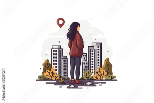 Urban planner nature journey isolated