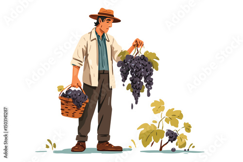 Viticulturist at work hand isolated