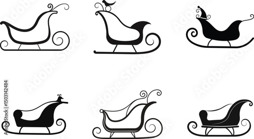 sleigh silhouette line art