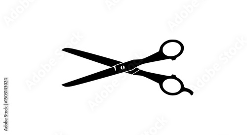 Black scissors with dark blade black and white icon