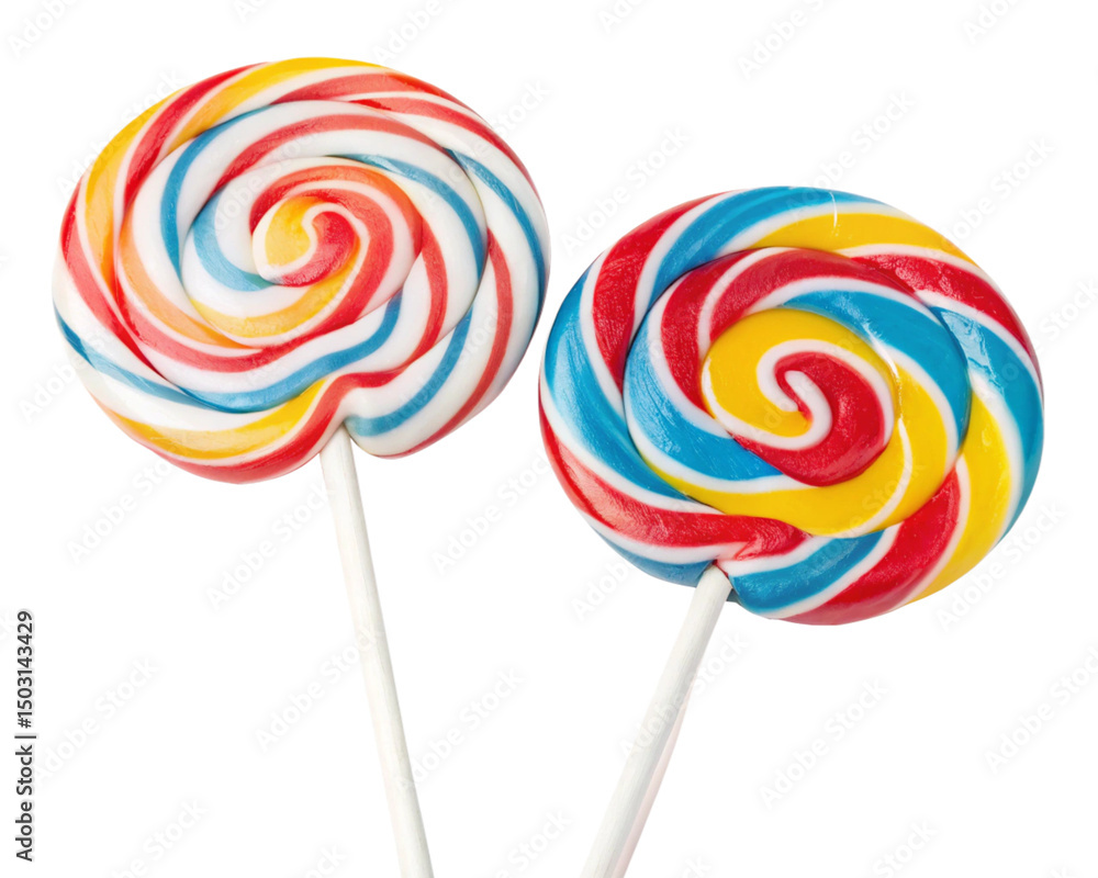 Delicious Swirled Lollipops Colorful Candy Treats Red Blue Yellow Sweet Delicious Swirled Lollipops Colorful Candy Treats Red Blue Yellow Sweet