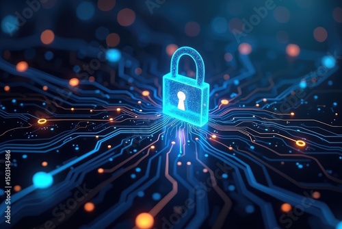 Cybersecurity Digital Lock  Data Protection