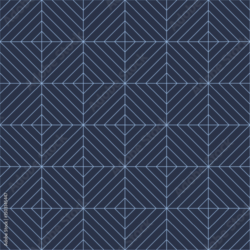 Repeating blue geometric diamond pattern with crisp lines. Seamless linear design suitable for abstract backgrounds, tech visuals, digital art or elegant modern graphic applications. Endless wallpaper