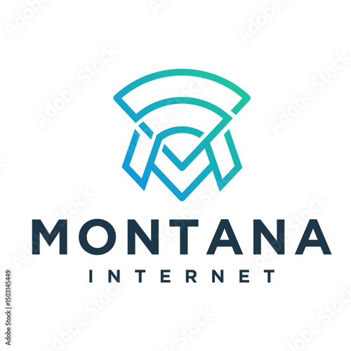 Minimalist Line Art Wifi Symbol Signal with Gradient Color Logo Template