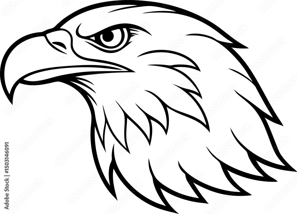 Fototapeta premium Eagle Head Profile Line Art Vector Illustration