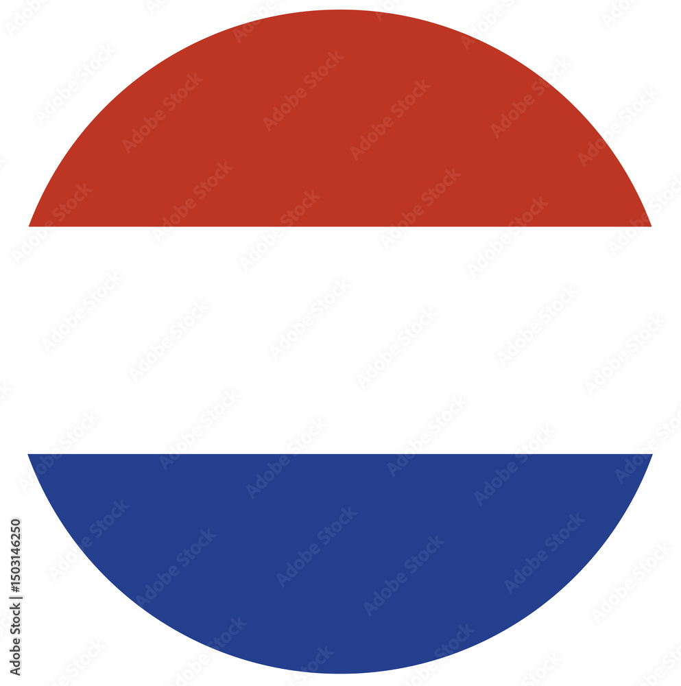 Fototapeta premium Round Netherlands flag in circle, shape. Netherlands flag button.