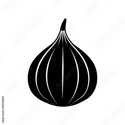 garlic black white vector silhouette