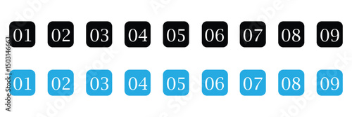 Set of 1 to 10 numbers simple design isolated. typography set of rounds 1 to 10 numbers. bullet point number icons collection. numeral typographic line and flat icons set. vector illustration EPS 20 .