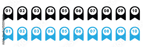Set of 1 to 10 numbers simple design isolated. typography set of rounds 1 to 10 numbers. bullet point number icons collection. numeral typographic line and flat icons set. vector illustration EPS 20 .