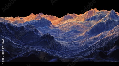 Abstract, vibrant mountainscape