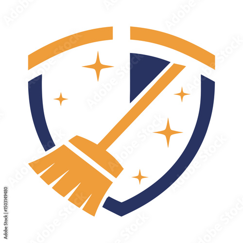 Cleaning Service Shield Logo Vector Design.