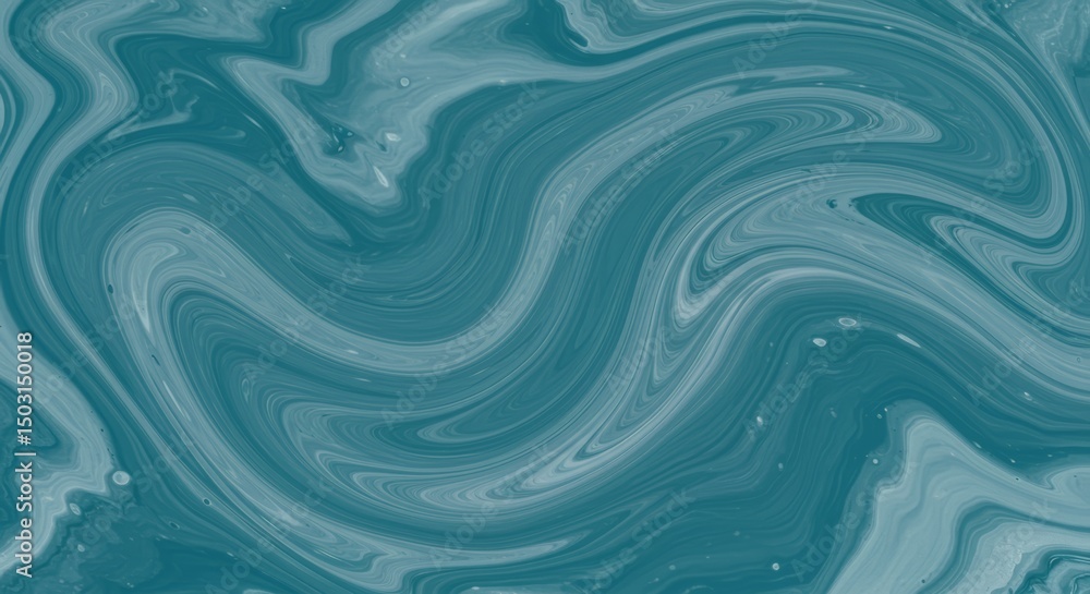 Fototapeta premium Serene Ocean Depths: Fluid Abstract Marble Texture in Swirling Teal Tones