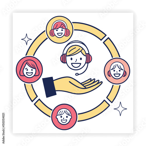 Customer Support Doodle Vector Icons business support, customer service,