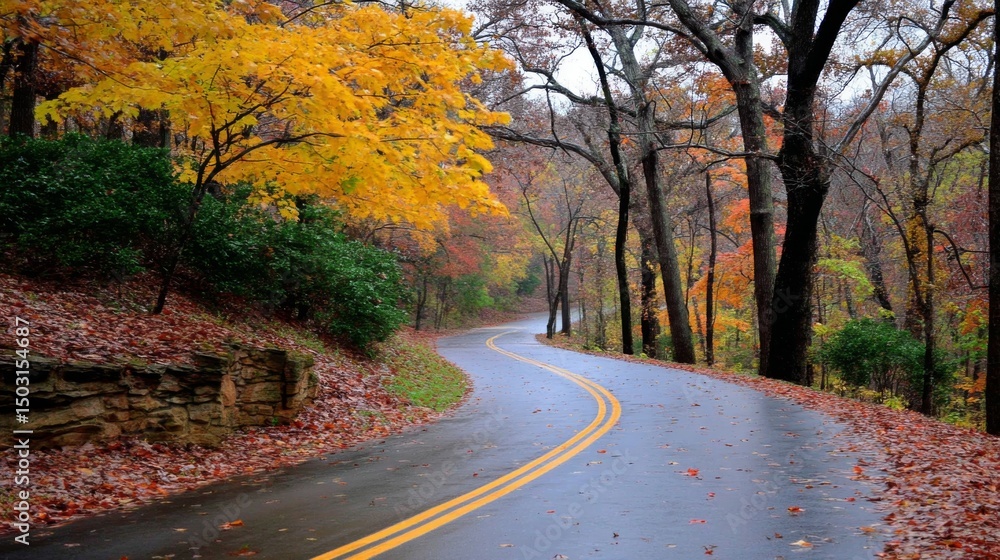 Winding autumn road journey scenic landscape nature photography tranquil environment serene viewpoint seasonal beauty Winding autumn road journey scenic landscape nature photography tranquil environment serene viewpoint seasonal beauty