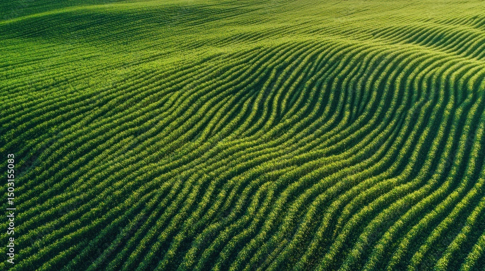 Aerial View of Rolling Green Fields Aerial View of Rolling Green Fields