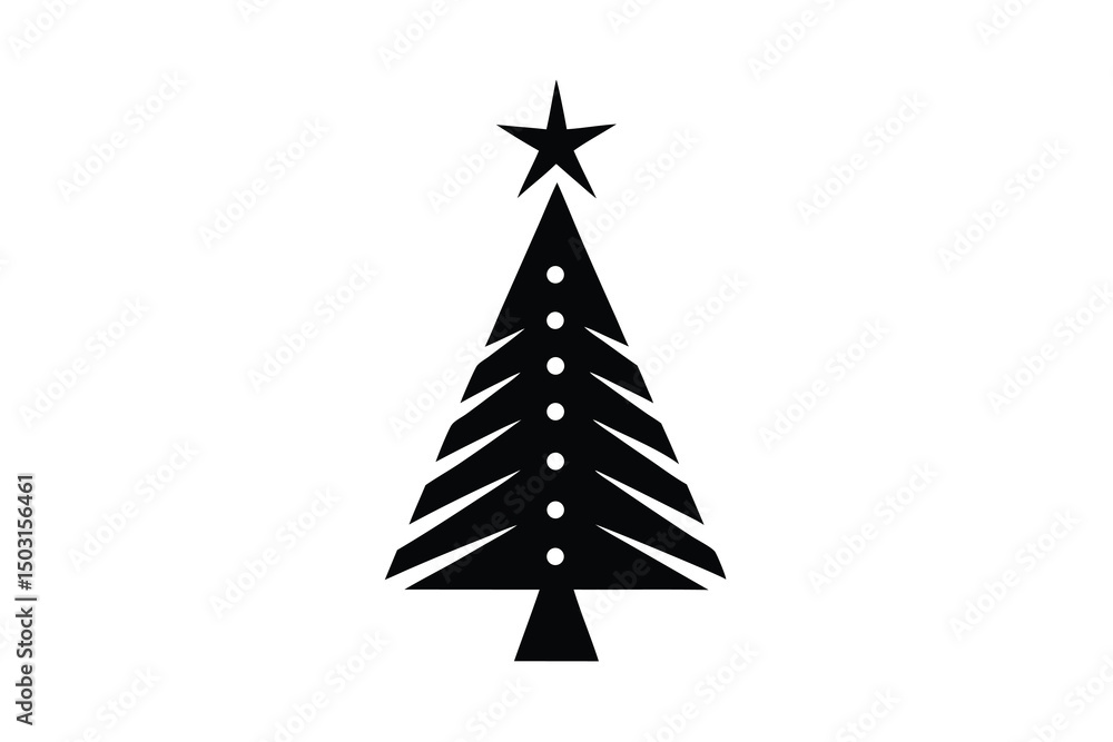 Simple black christmas tree icon design minimalist star Simple black christmas tree icon design minimalist star